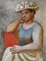Femme accoudee au chapeau blanc 1921 Kubismus